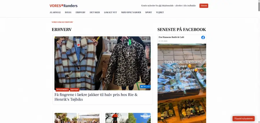 Udsnit af Vores Randers, den lokale nyhedsside, med en rigtig sponsoreret artikel