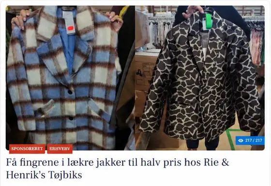Placering: Erhverv, sponsoreret indhold på den lokale nyhedsside